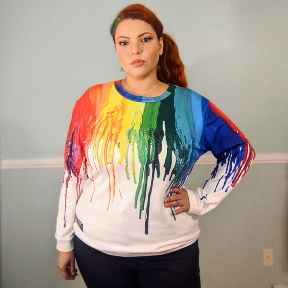 it is my love Sweaters - Plus size rainbow paint sweater 1xl